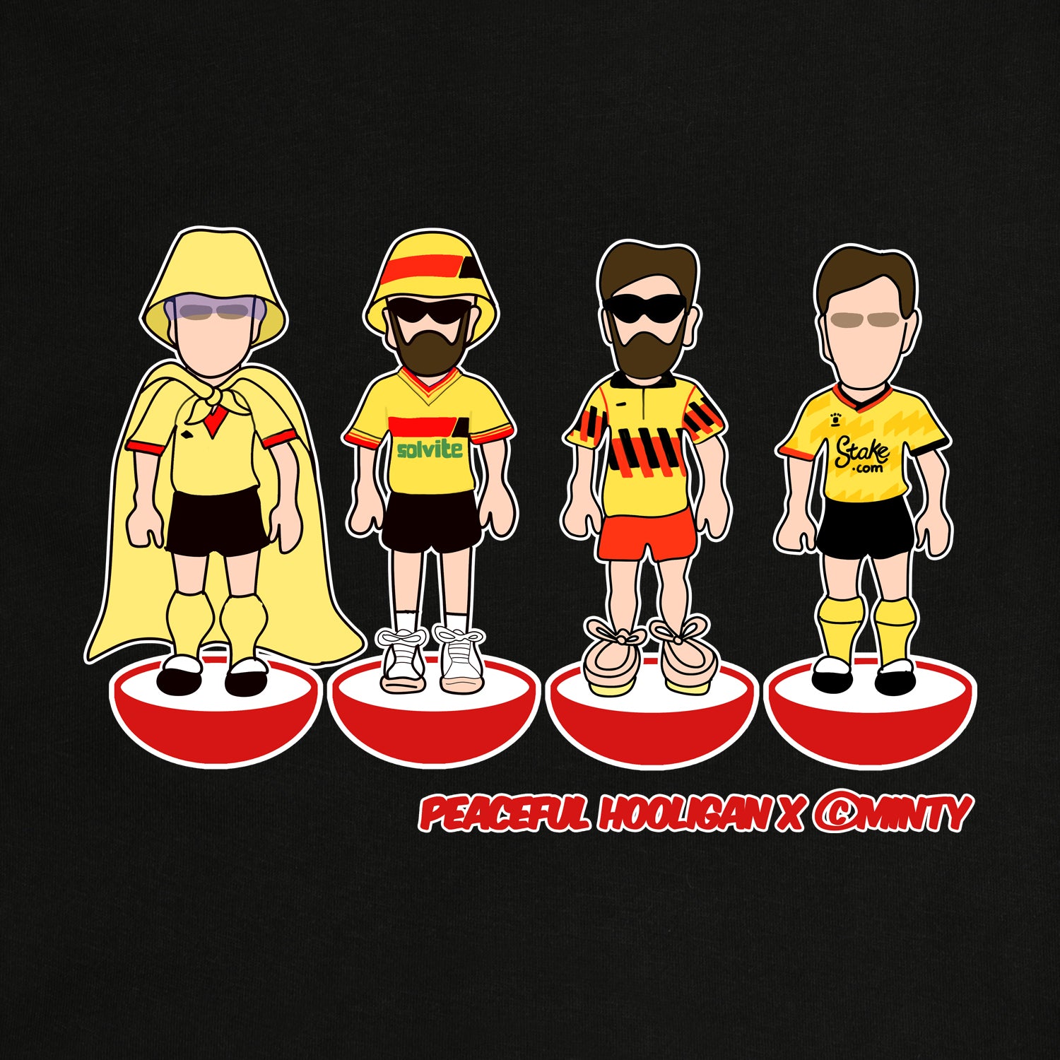 Vicarage Road Subbuteo T-Shirt Black - Peaceful Hooligan