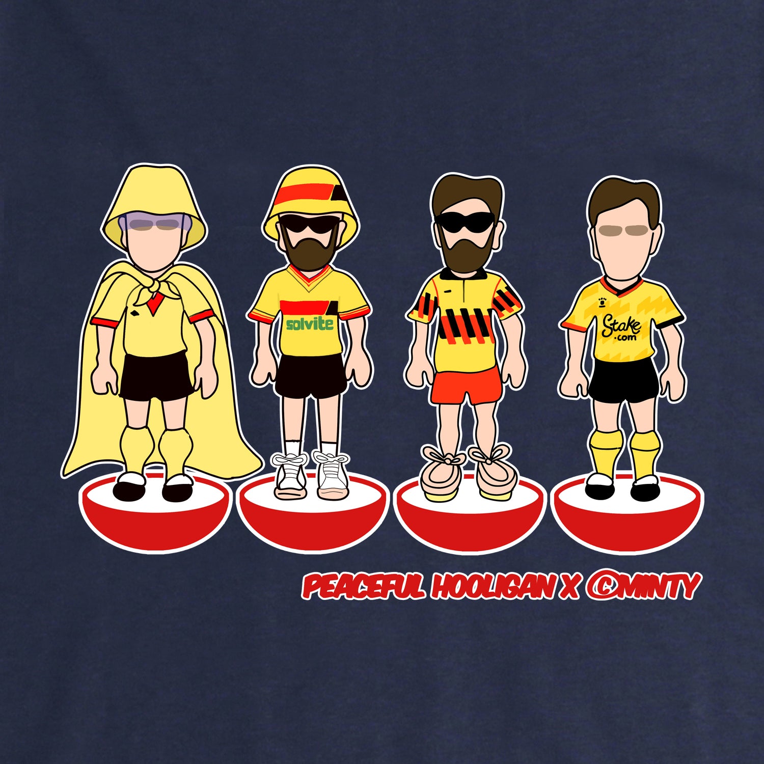 Vicarage Road Subbuteo T-Shirt Navy - Peaceful Hooligan