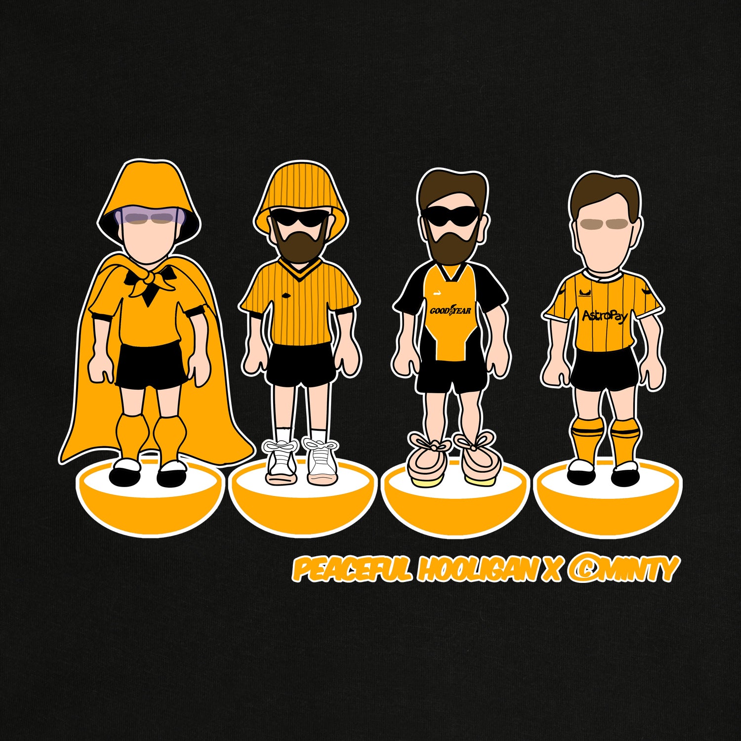 Wolverhampton Subbuteo T-Shirt Black - Peaceful Hooligan