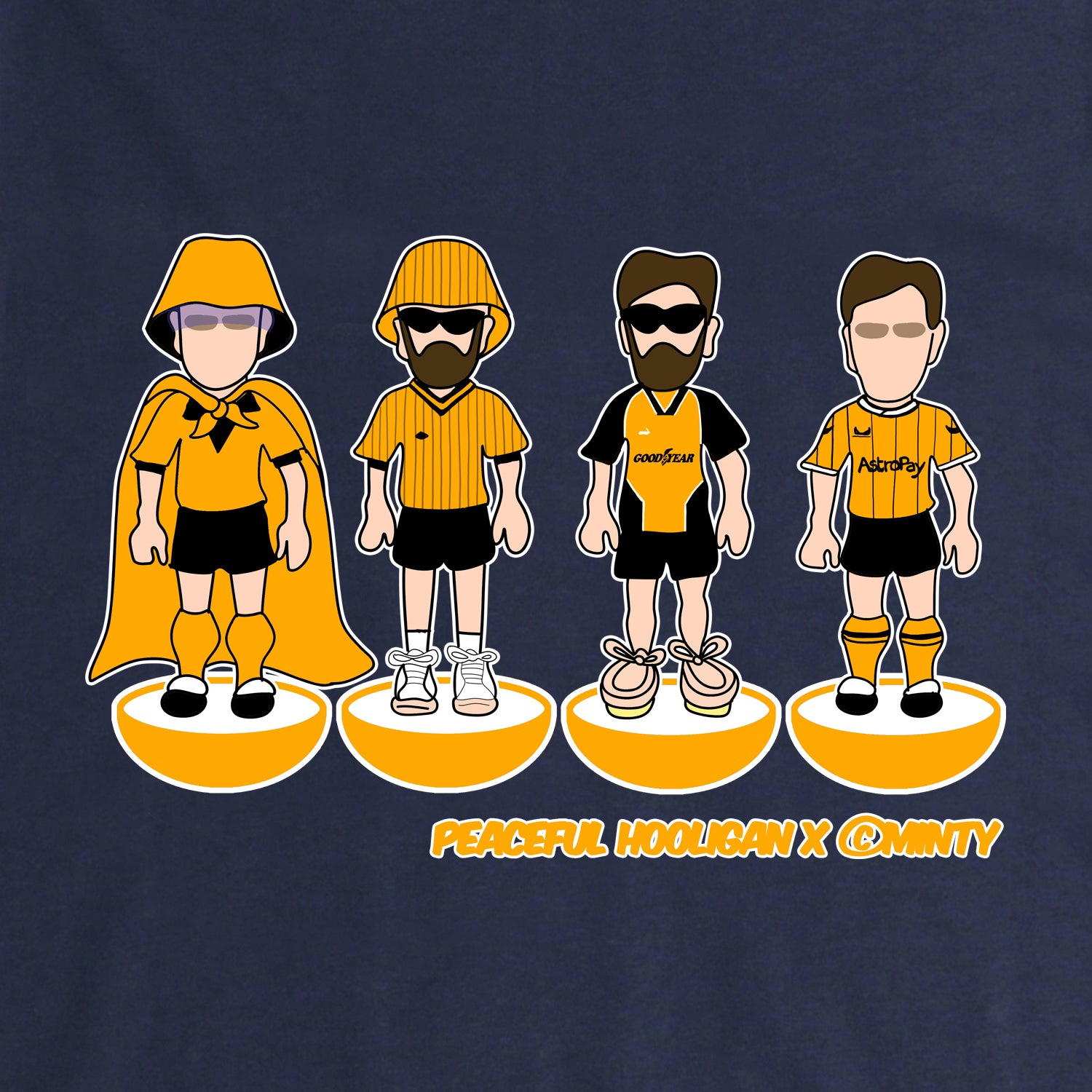 Wolverhampton Subbuteo T-Shirt Navy - Peaceful Hooligan