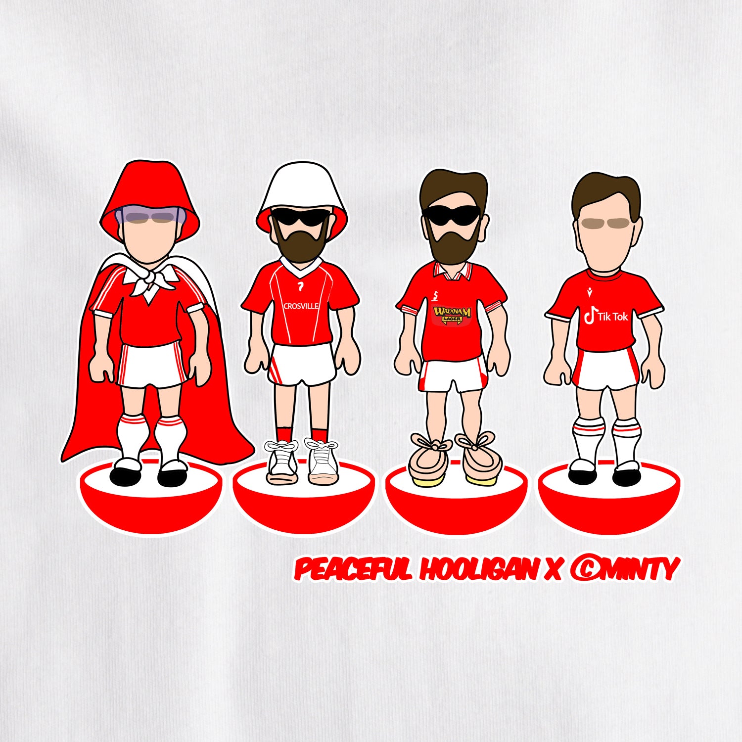 Wrexham Subbuteo T-Shirt White - Peaceful Hooligan