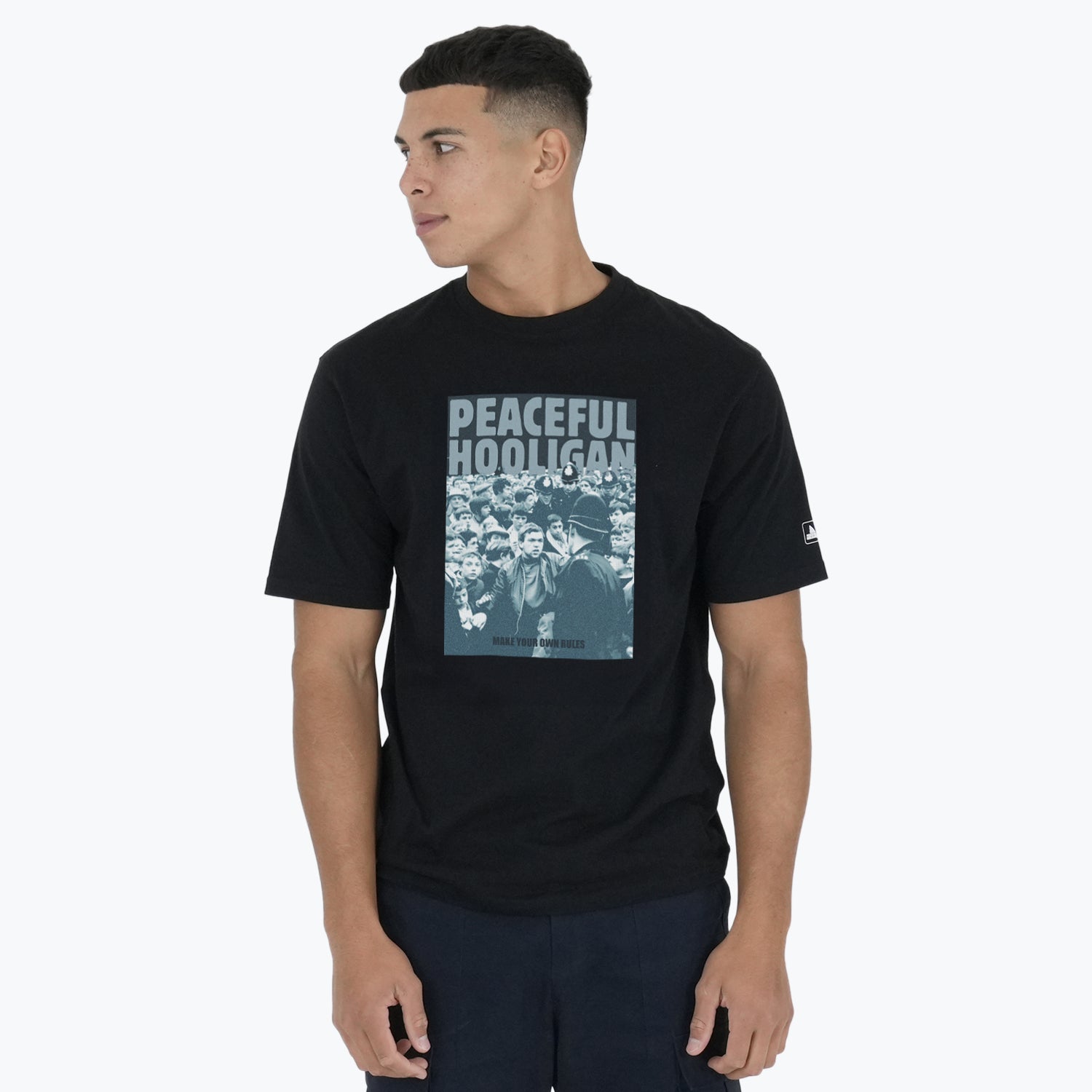 Caught By The Fuzz T-Shirt Black - Peaceful Hooligan