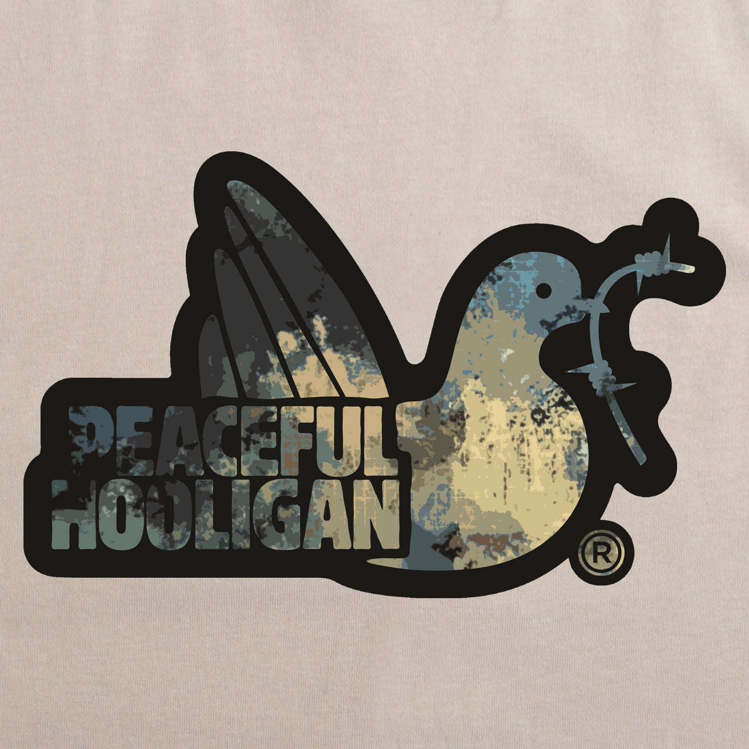 Lagoon Camo Dove T-Shirt Stone - Peaceful Hooligan