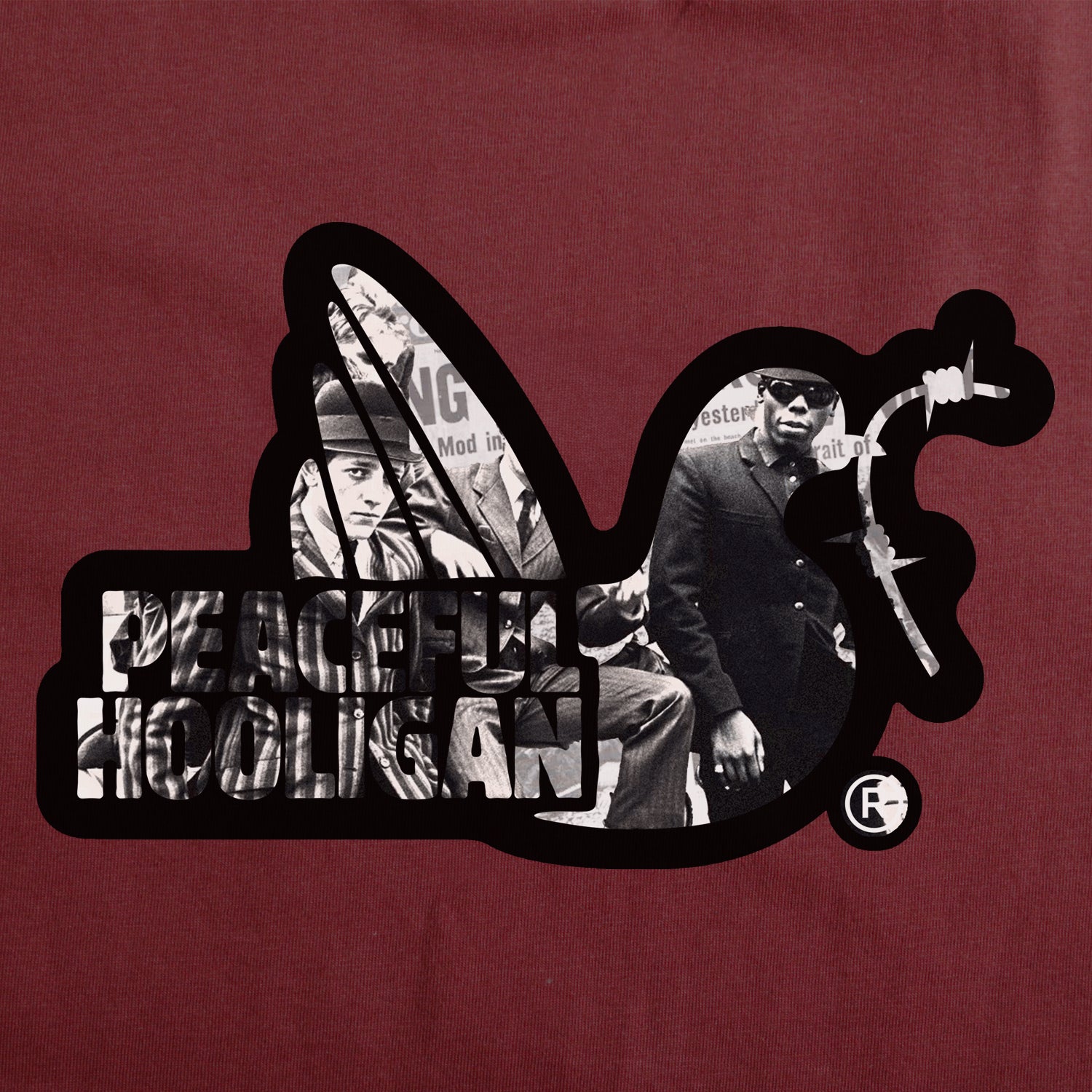 Mod Dove T-Shirt Dark Red - Peaceful Hooligan