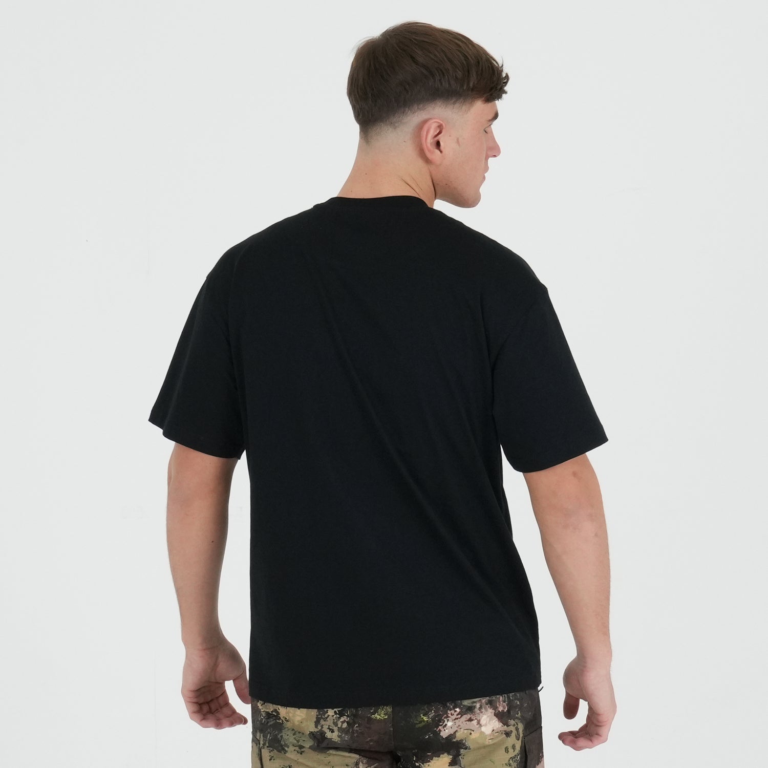 Bomber T-Shirt Black / Woodland Camo - Peaceful Hooligan