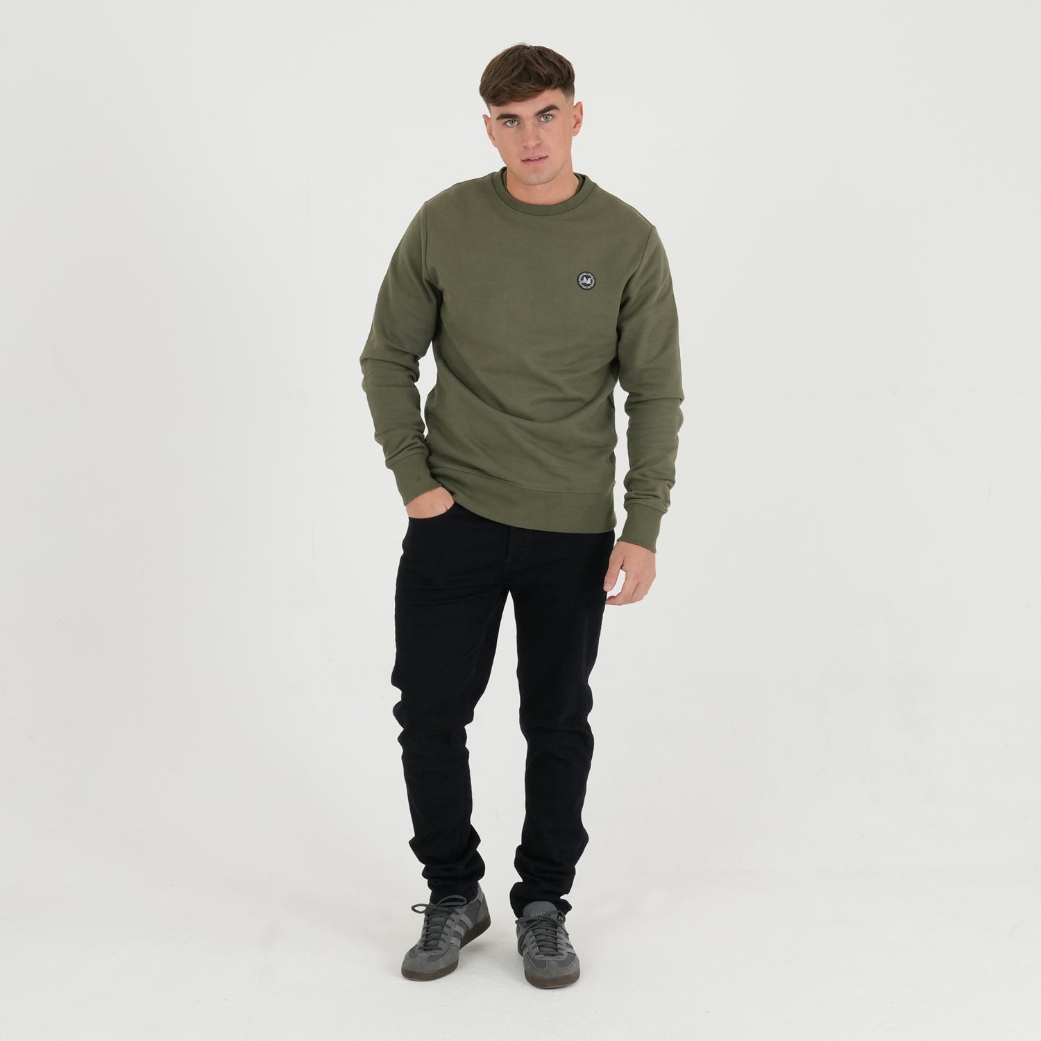 Crew Sweatshirt Olive - Peaceful Hooligan