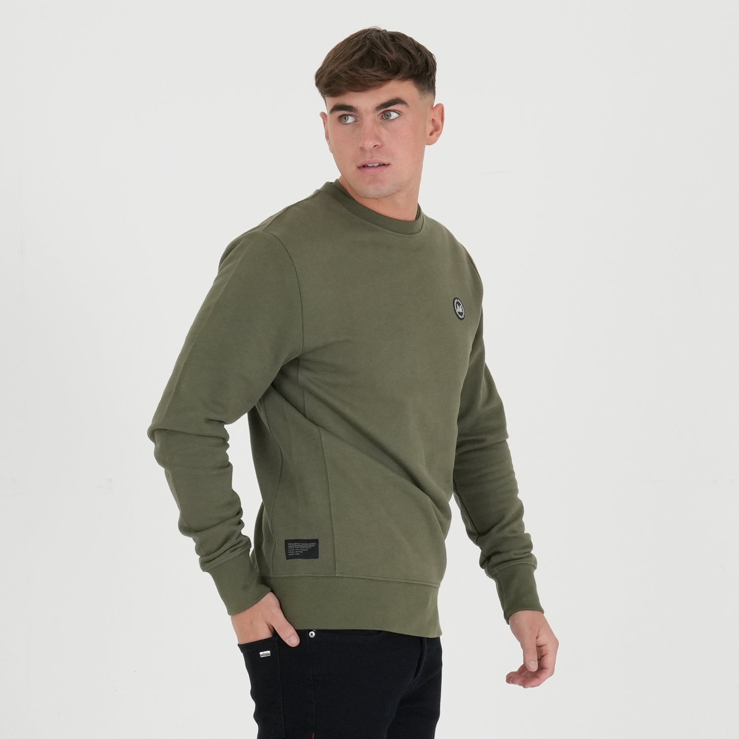 Crew Sweatshirt Olive - Peaceful Hooligan