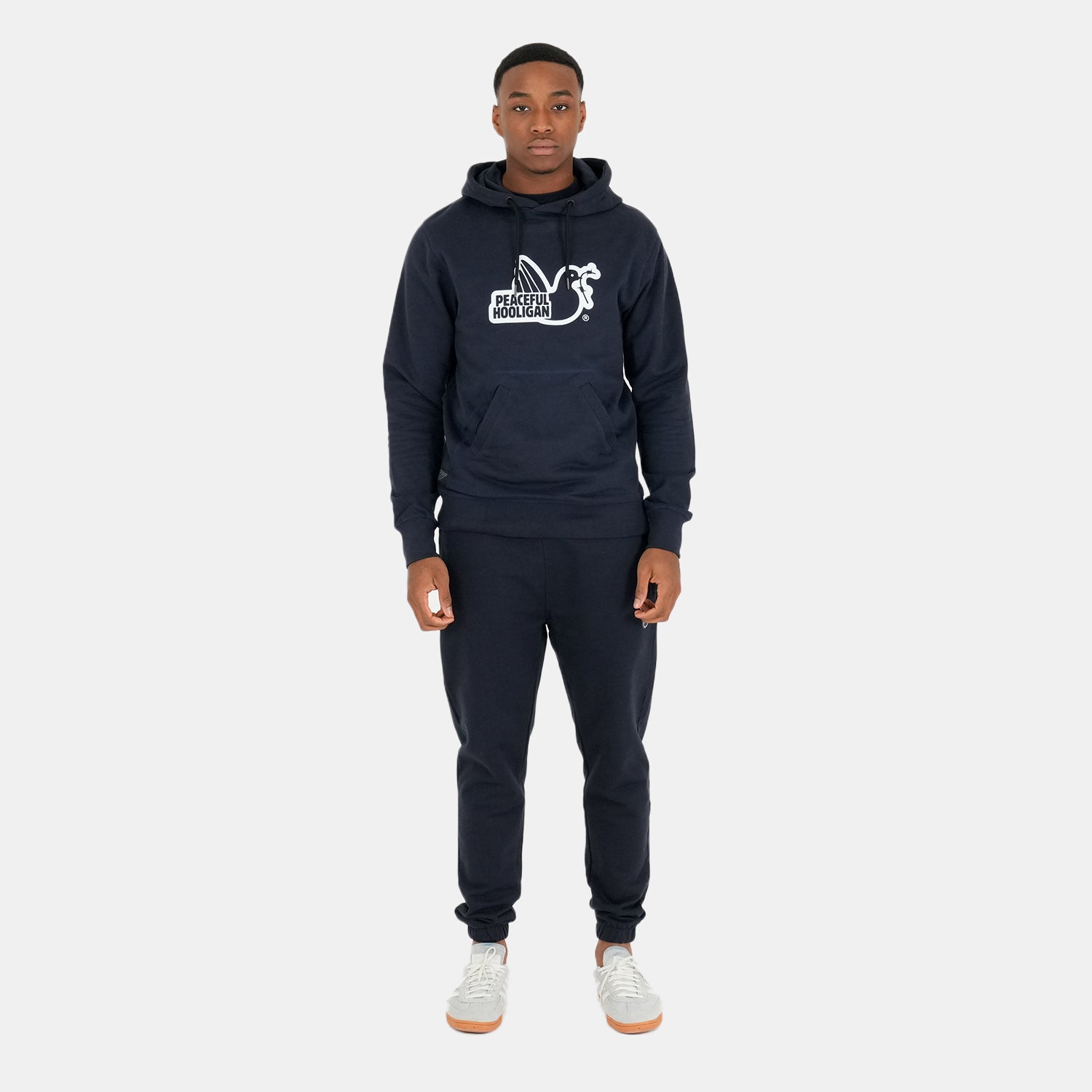 Outline Hoodie Navy - Peaceful Hooligan