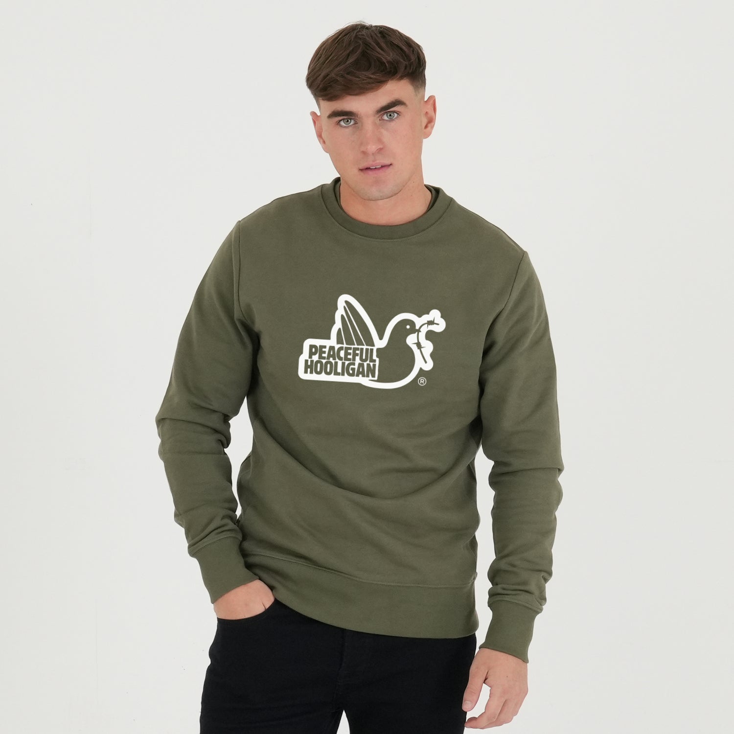 Outline Sweatshirt Olive - Peaceful Hooligan