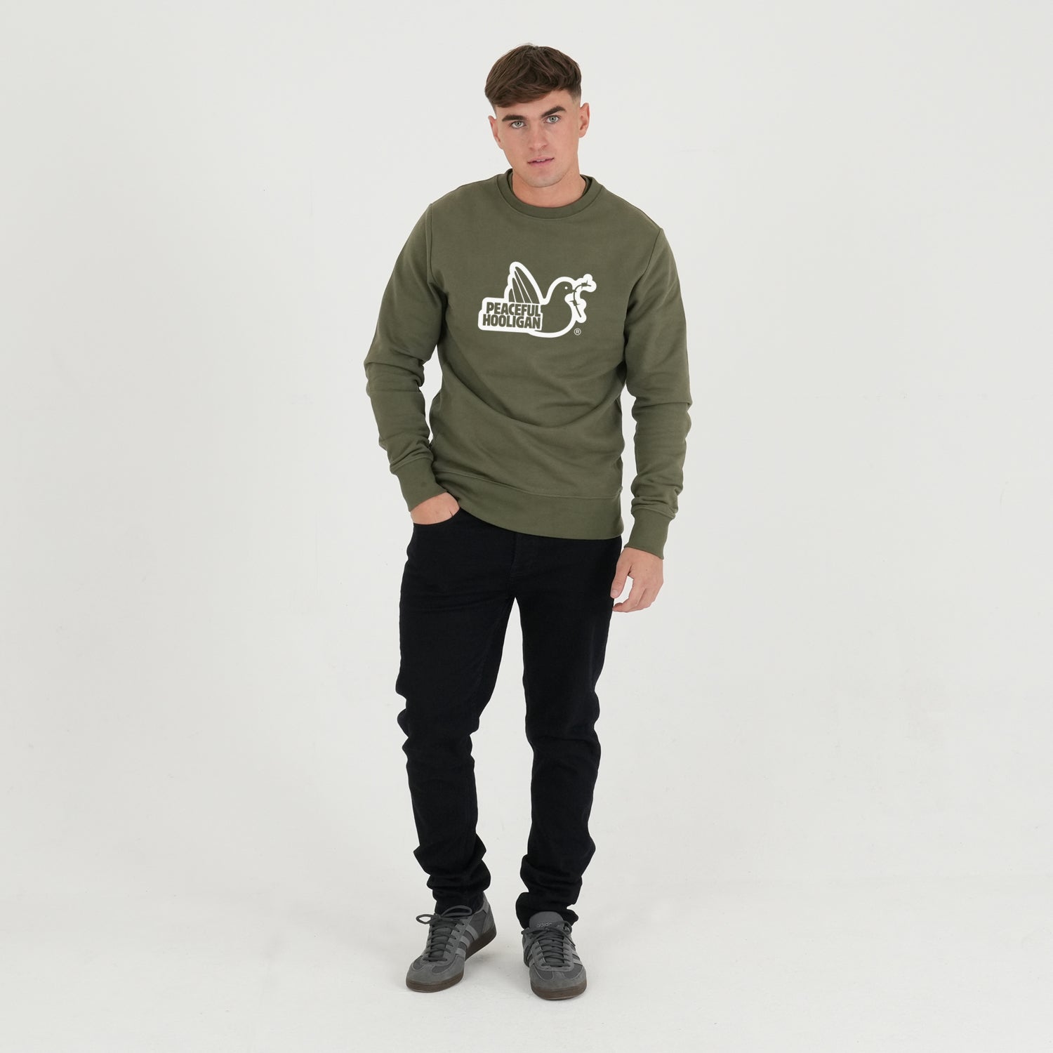 Outline Sweatshirt Olive - Peaceful Hooligan