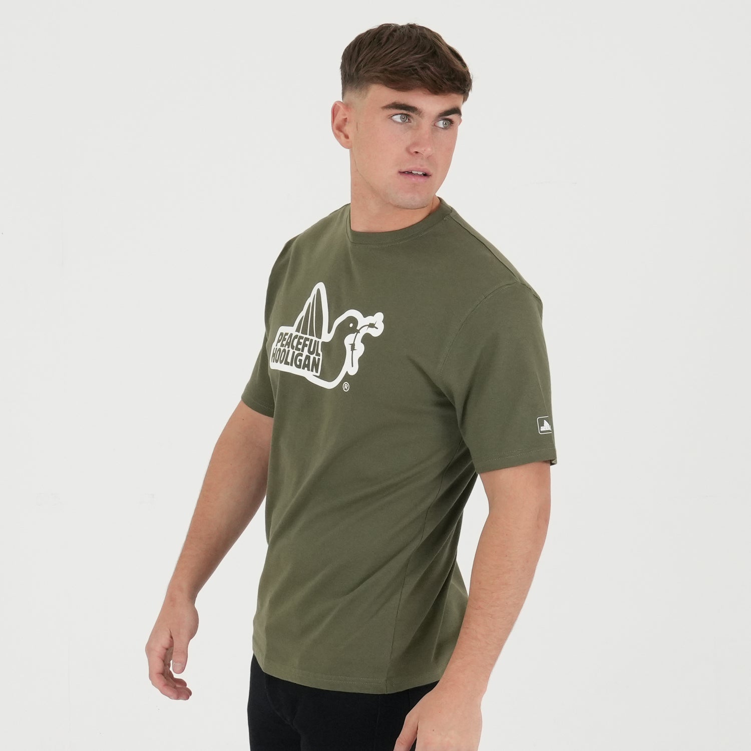 Outline T-Shirt Olive - Peaceful Hooligan