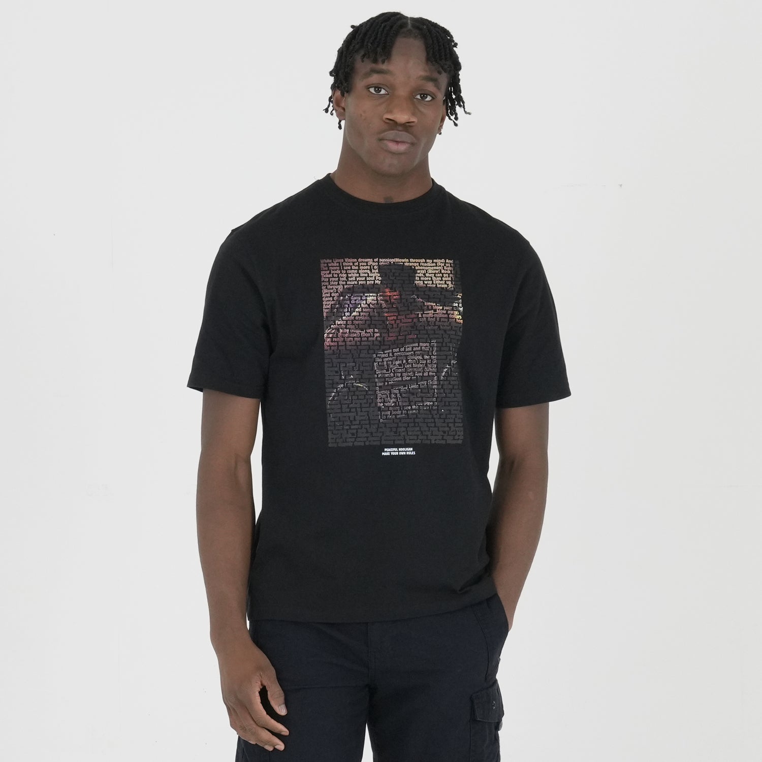 White Lines T-Shirt Black - Peaceful Hooligan