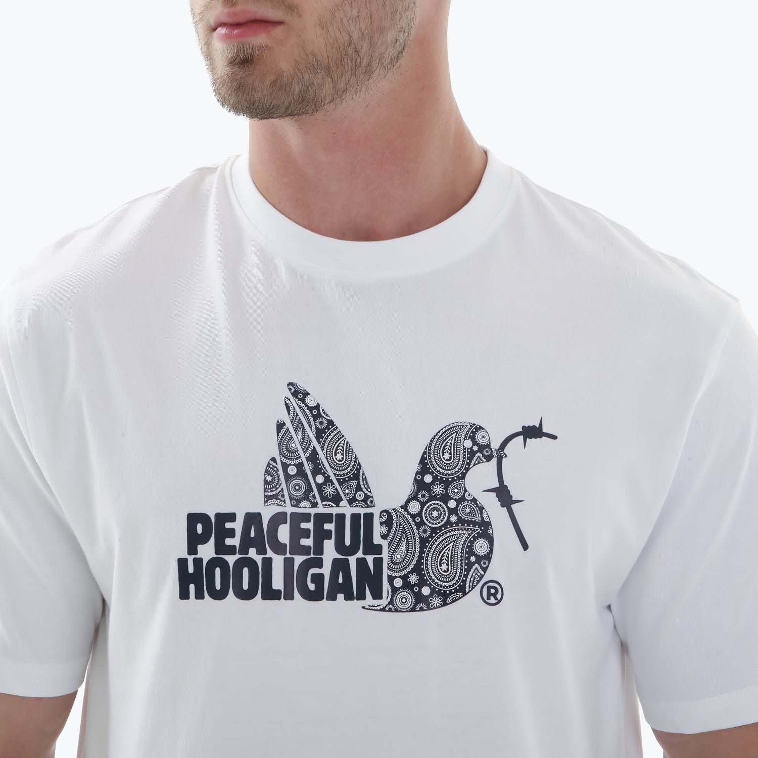 Paisley Dove T-Shirt White - Peaceful Hooligan