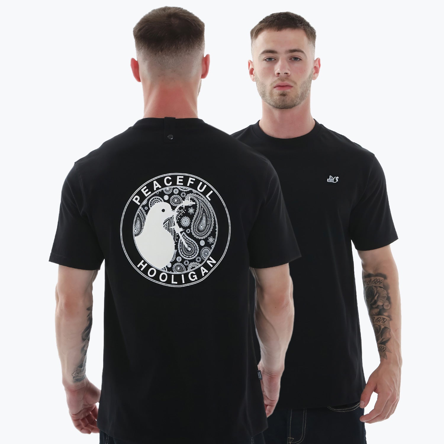 Paisley Heads T-Shirt Black - Peaceful Hooligan