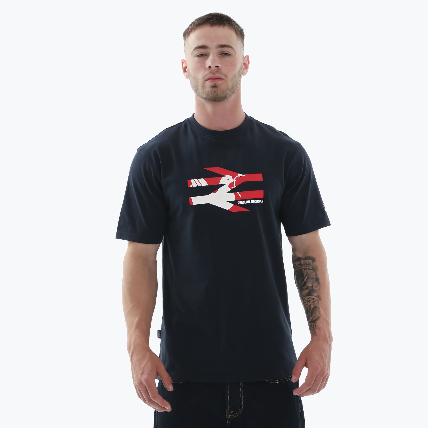 Railway Dove T-Shirt Navy - Peaceful Hooligan