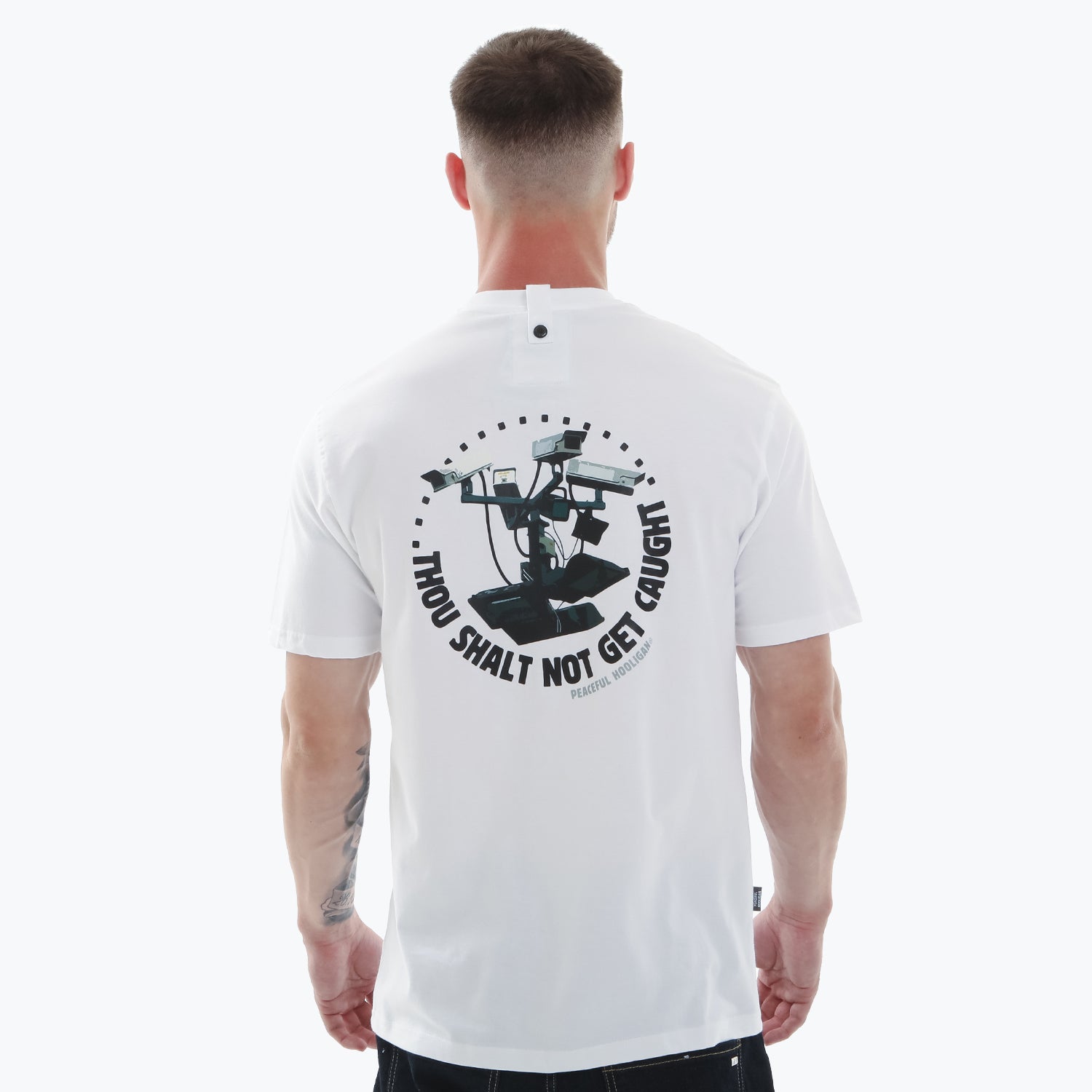 Thou Shalt Not Get Caught T-Shirt White - Peaceful Hooligan