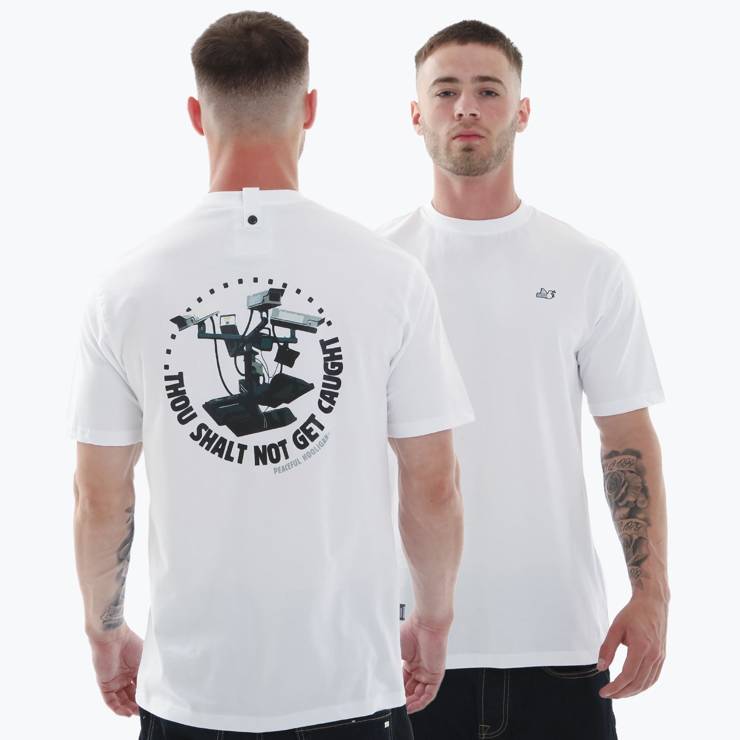 Thou Shalt Not Get Caught T-Shirt White - Peaceful Hooligan