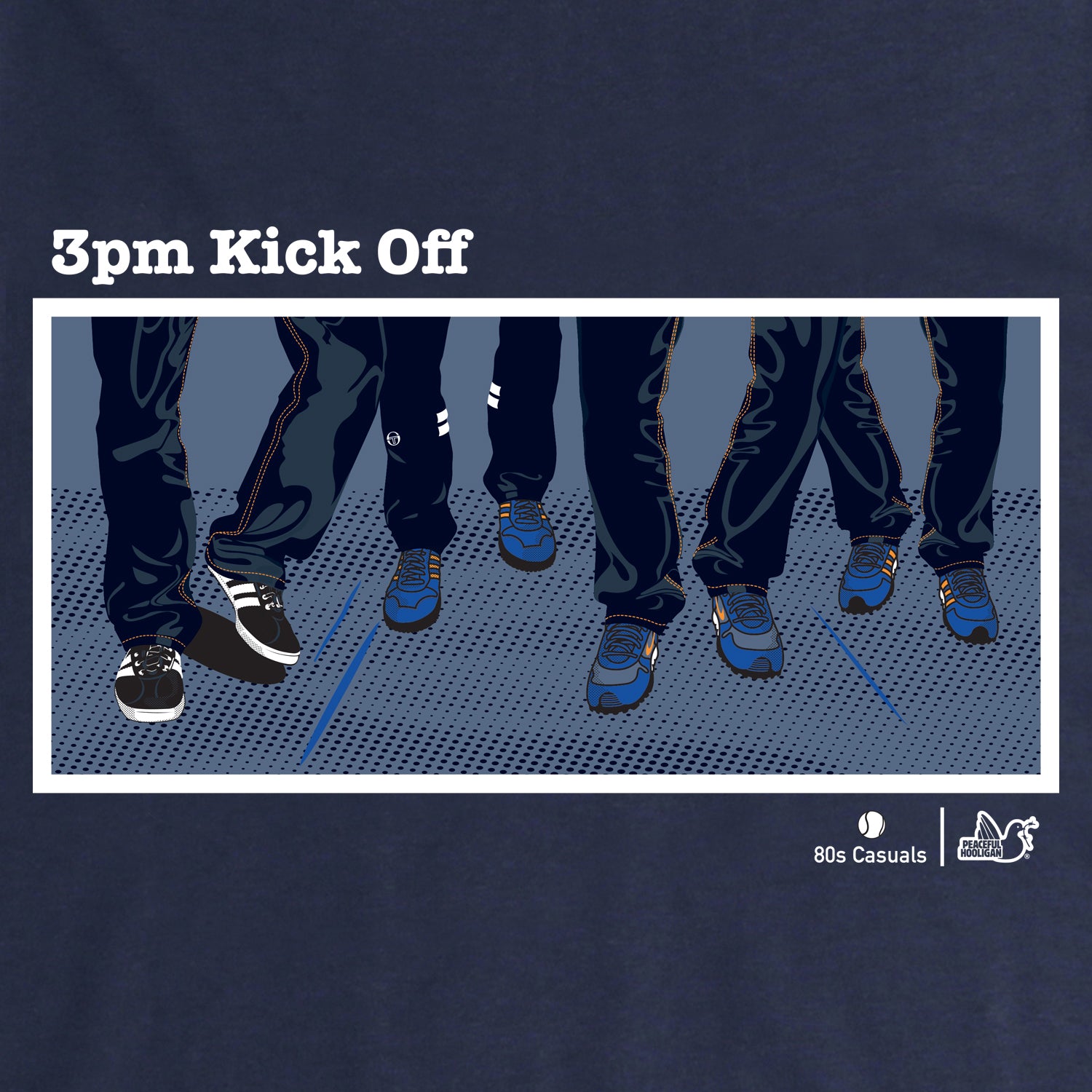 3pm Kick Off T-Shirt Navy - Peaceful Hooligan