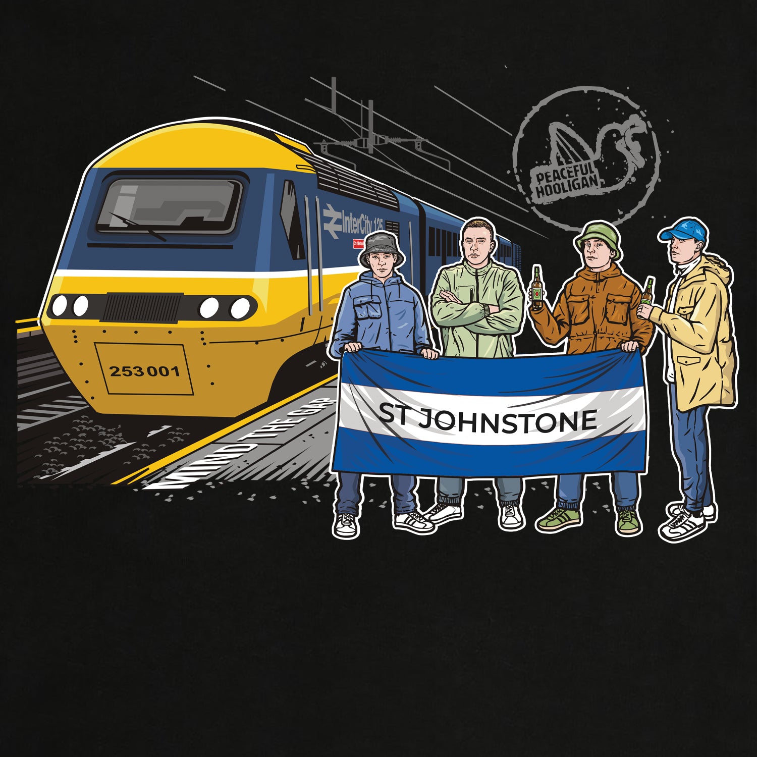 St Johnstone Excursions T-Shirt Black - Peaceful Hooligan