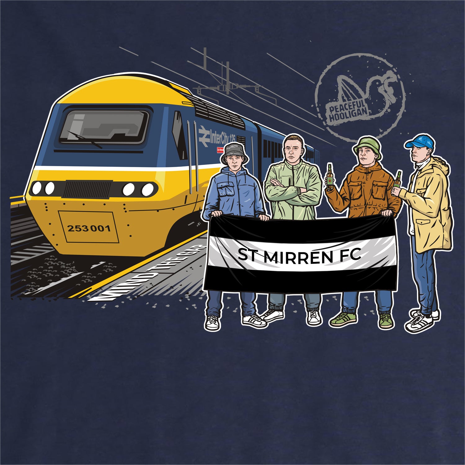 St Mirren Excursions Hoodie Navy - Peaceful Hooligan