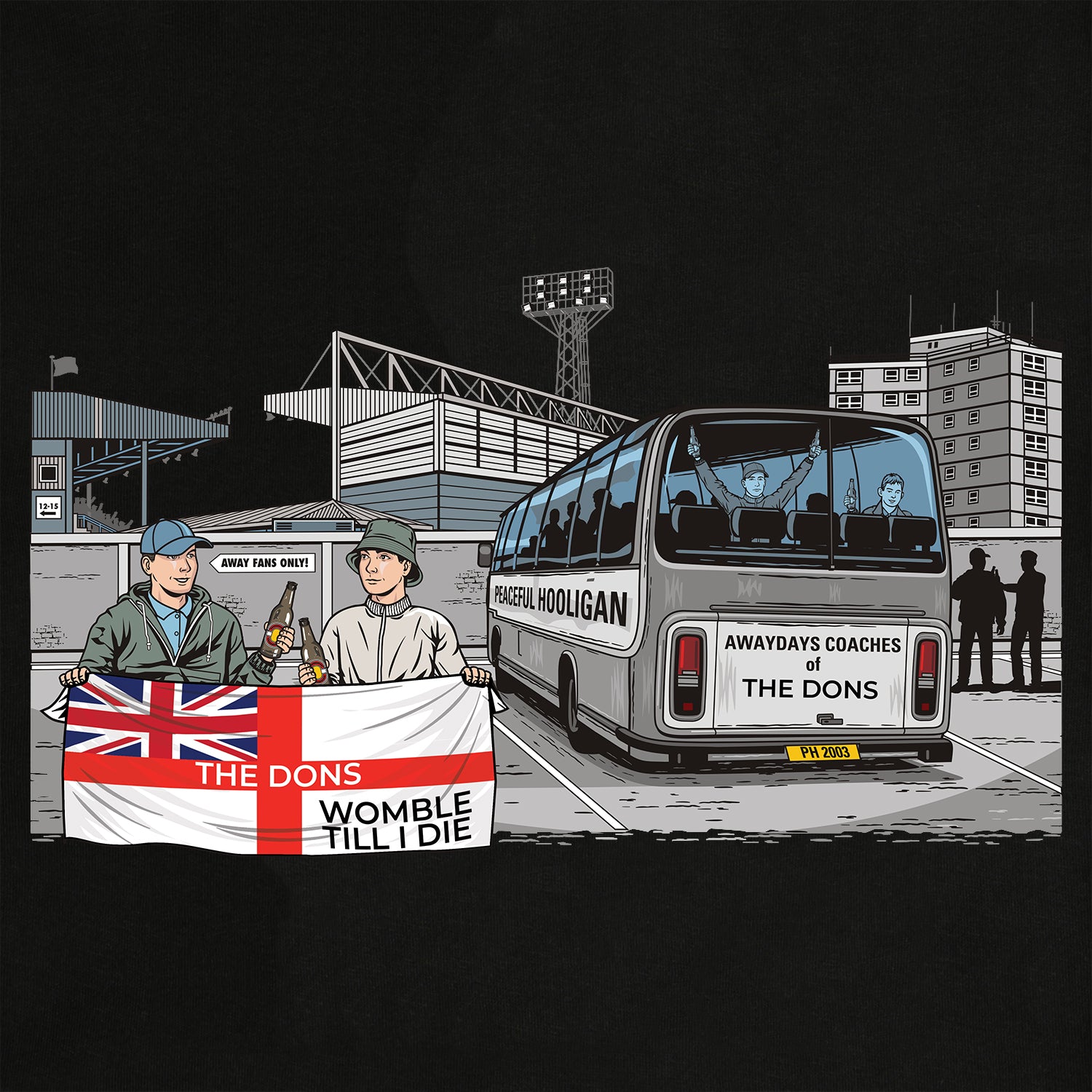 The Dons Awaydays T-Shirt Black - Peaceful Hooligan