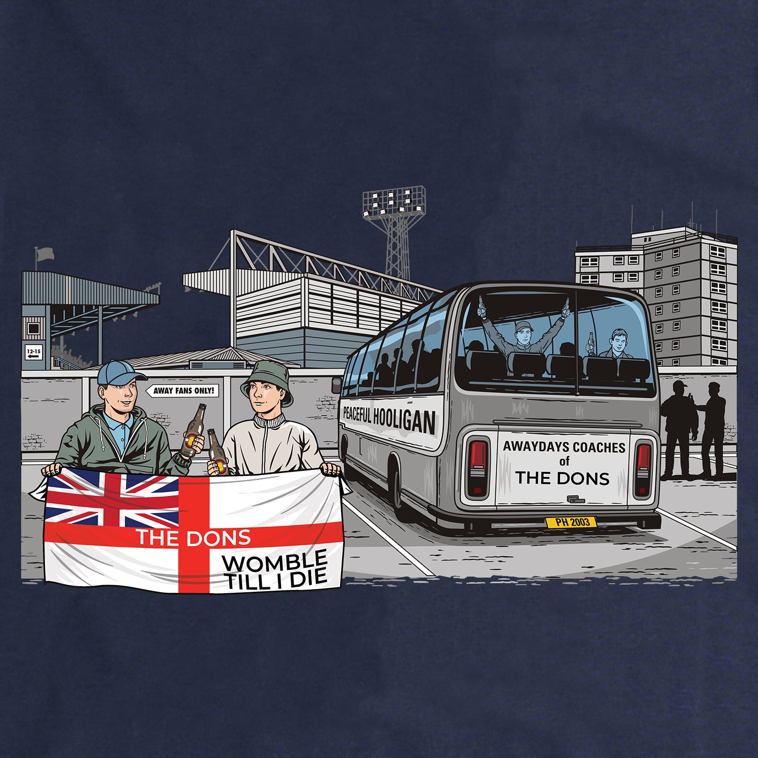 The Dons Awaydays T-Shirt Navy - Peaceful Hooligan