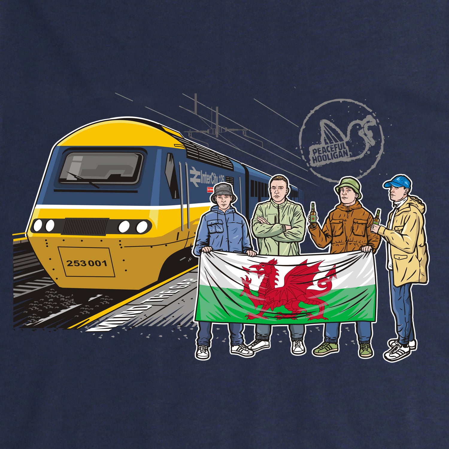 Wales Excursions T-Shirt Navy - Peaceful Hooligan