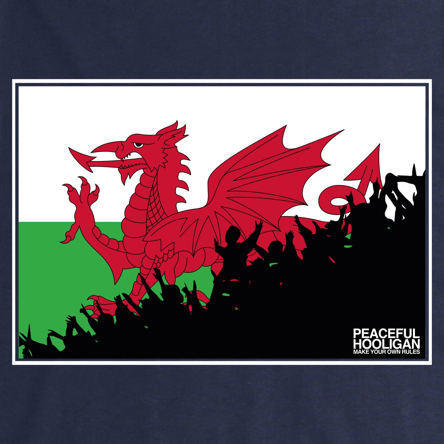 Wales Fanatics T-Shirt Navy - Peaceful Hooligan