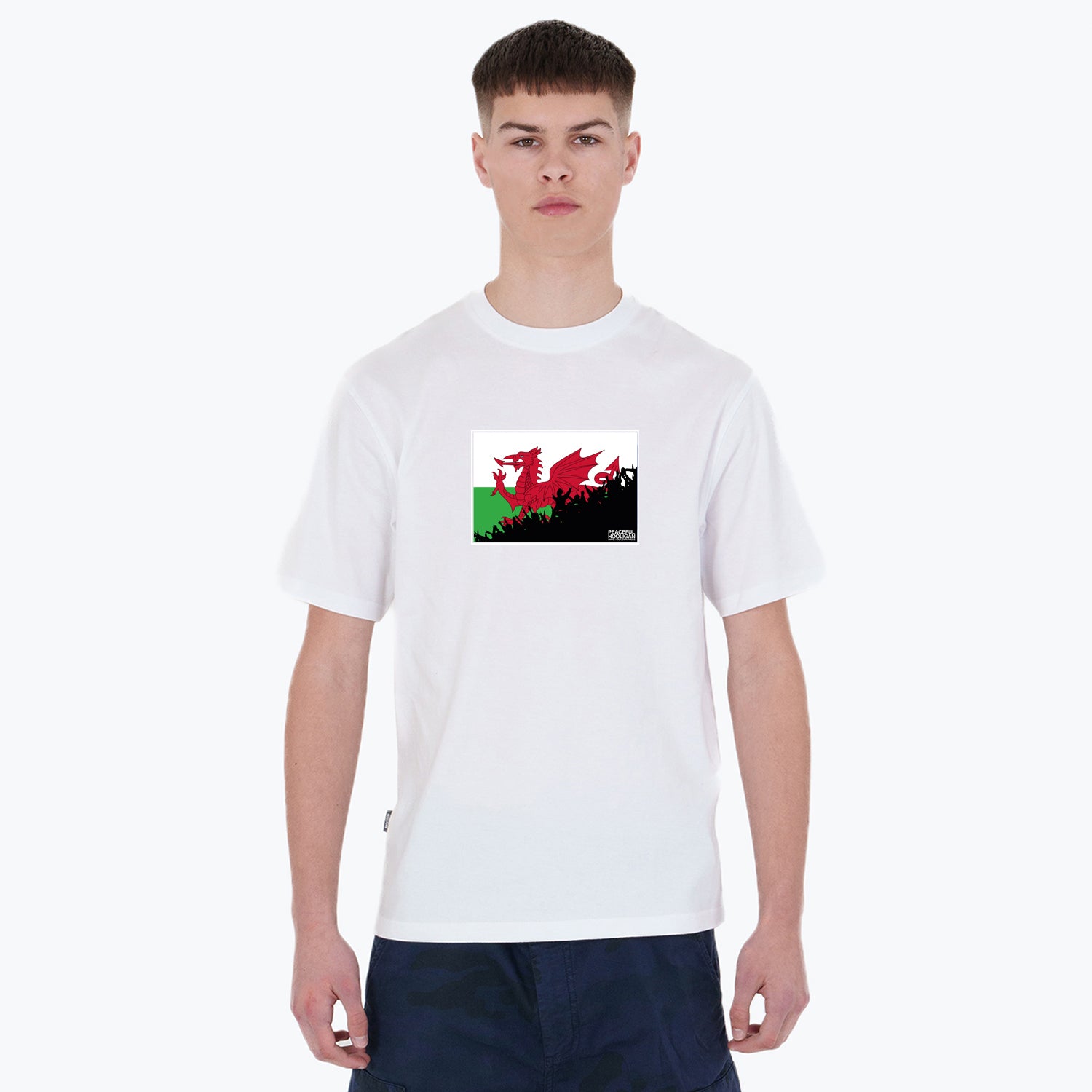 Wales Fanatics T-Shirt White - Peaceful Hooligan