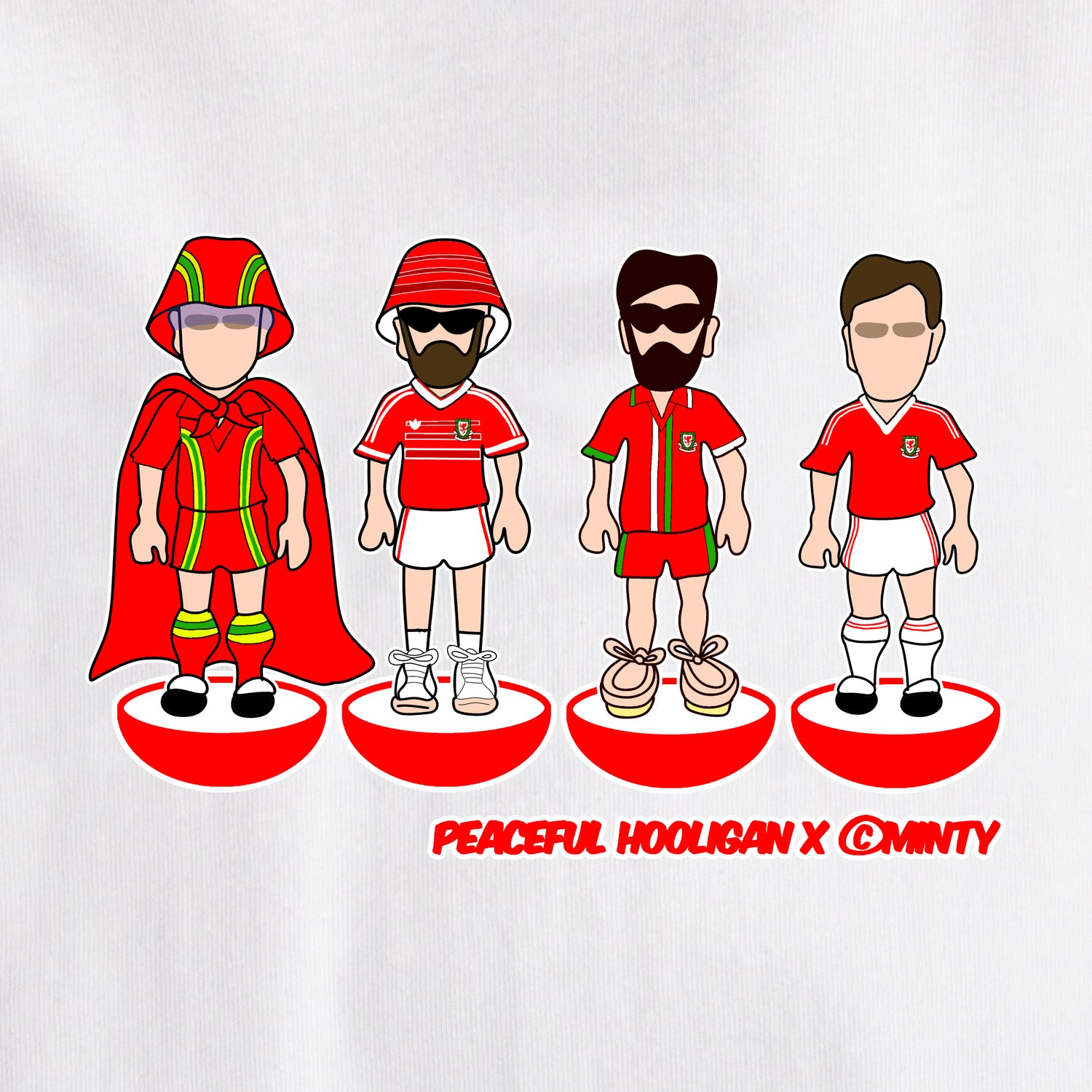 Wales Subbuteo T-Shirt White - Peaceful Hooligan