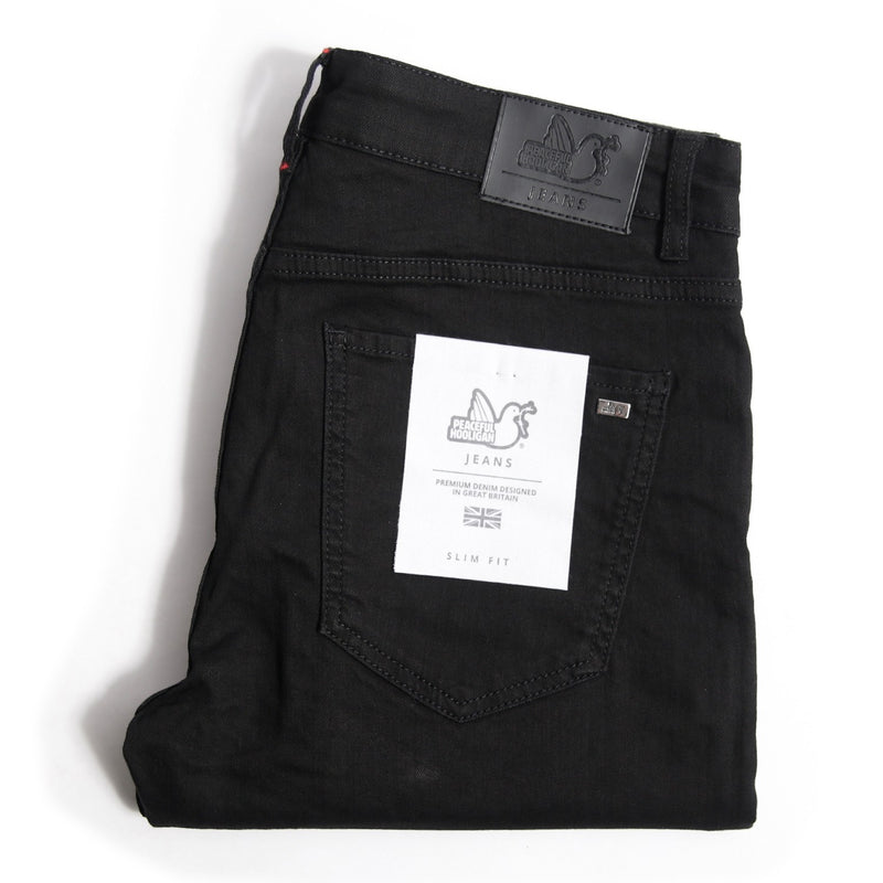 Slim Fit Jeans Black Black Wash - Peaceful Hooligan 