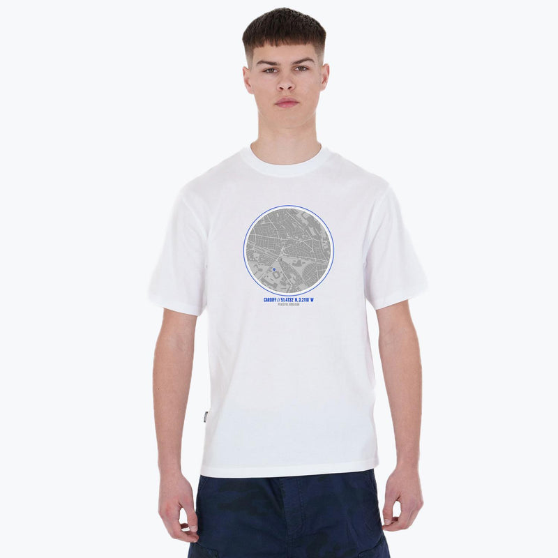 Cardiff City Location T-Shirt White - Peaceful Hooligan 