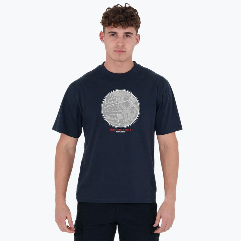 Crewe Alexandra Location T-Shirt Navy - Peaceful Hooligan 