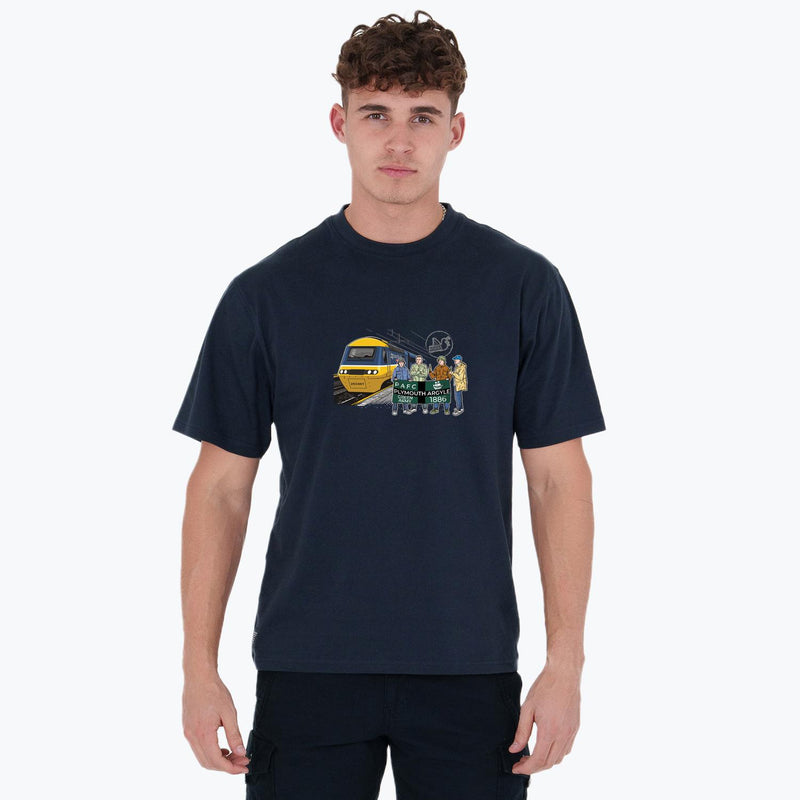 Plymouth Argyle Excursions T-Shirt Navy - Peaceful Hooligan 