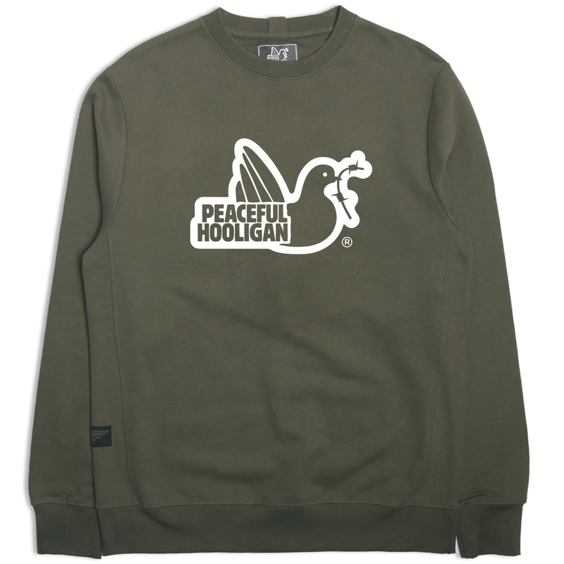 Outline Sweatshirt Olive - Peaceful Hooligan 