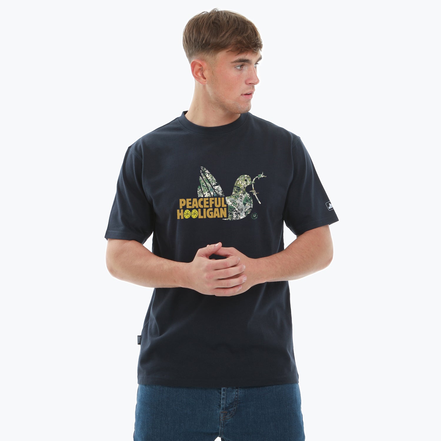 Roses Dove T-Shirt Navy - Peaceful Hooligan 