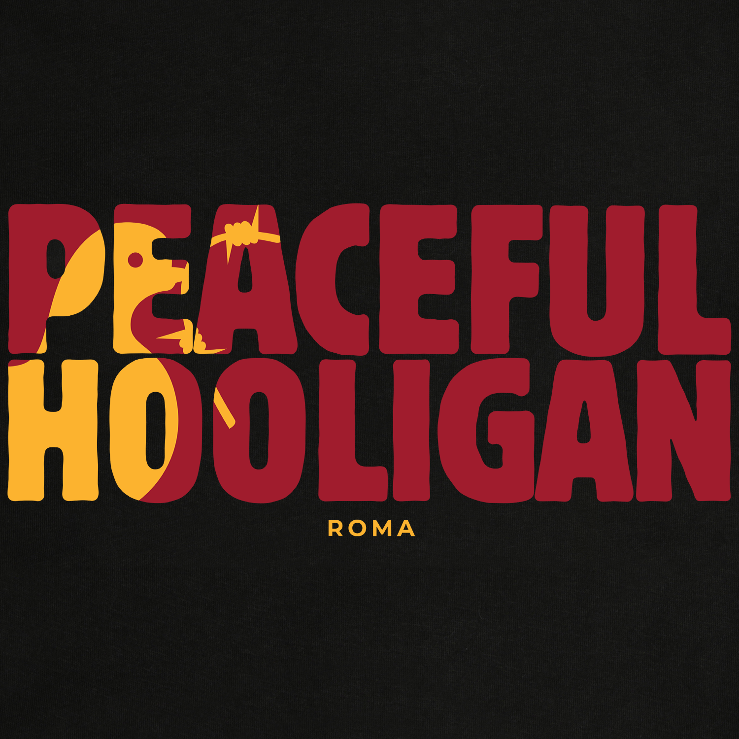 Roma T-Shirt Black - Peaceful Hooligan 