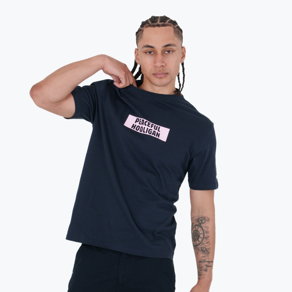 Box Logo T-Shirt Navy - Peaceful Hooligan 