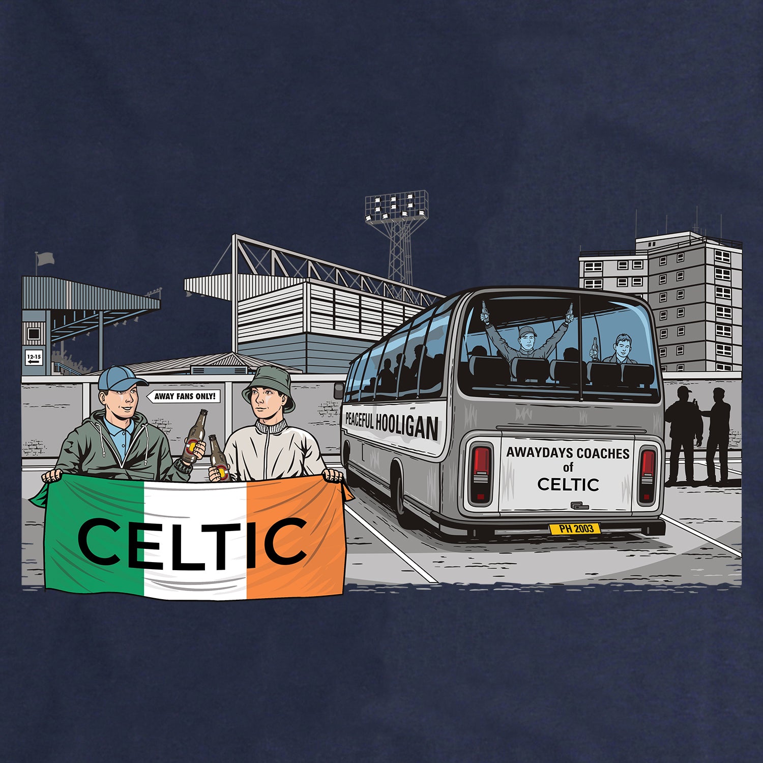 The Celts Awaydays T-Shirt Navy - Peaceful Hooligan 
