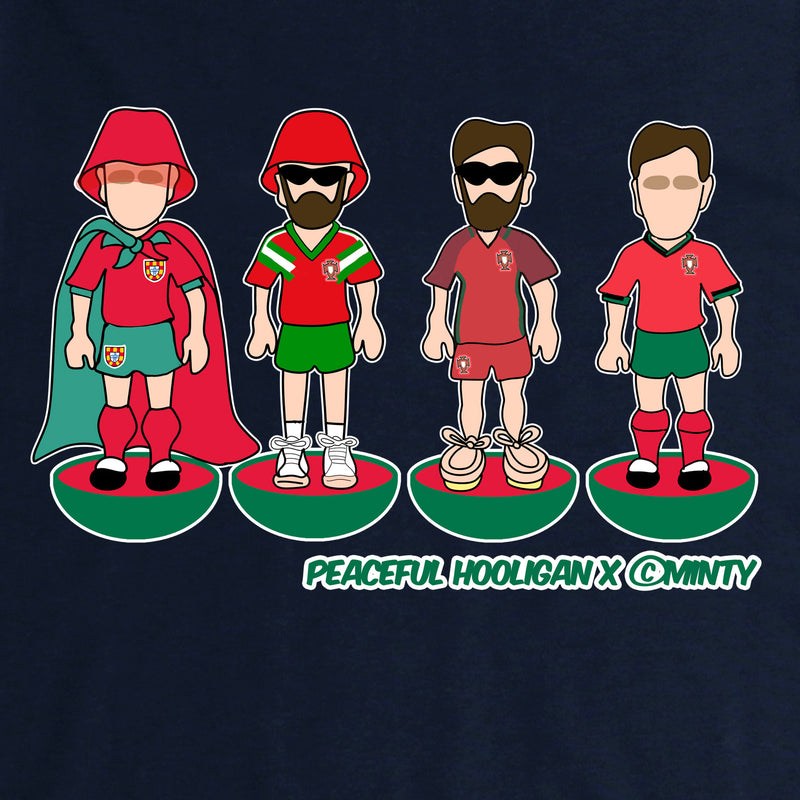 Portugal Subbuteo T-Shirt Navy - Peaceful Hooligan 