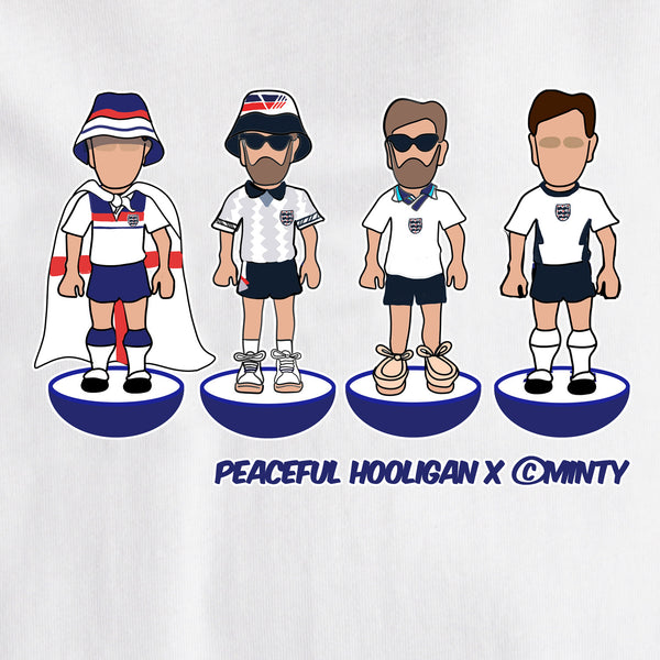 England Subbuteo T-Shirt White - Peaceful Hooligan 