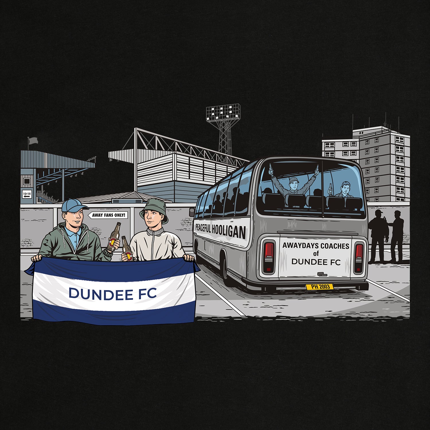 Dundee FC Awaydays Sweatshirt Black - Peaceful Hooligan 