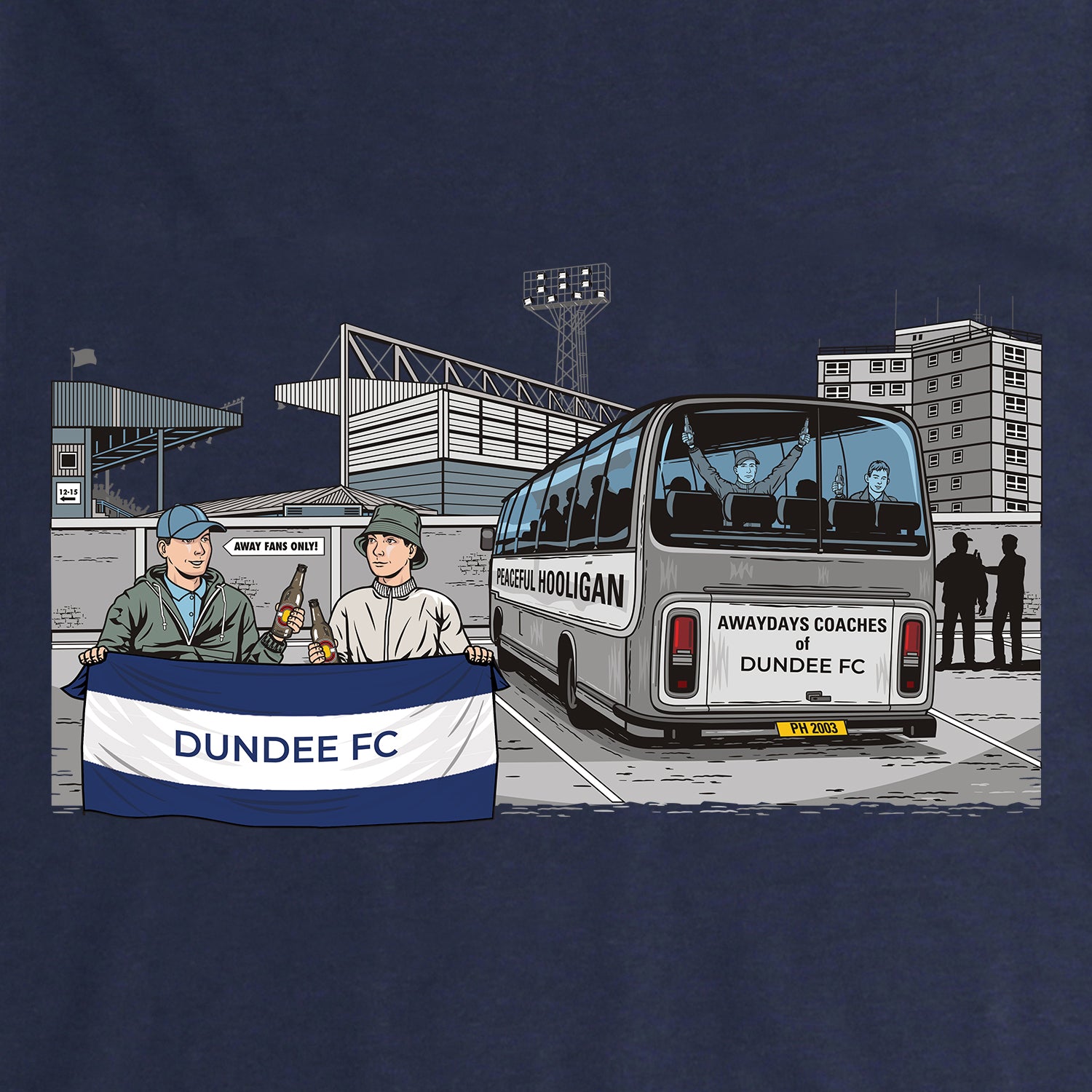 Dundee FC Awaydays Hoodie Navy - Peaceful Hooligan 