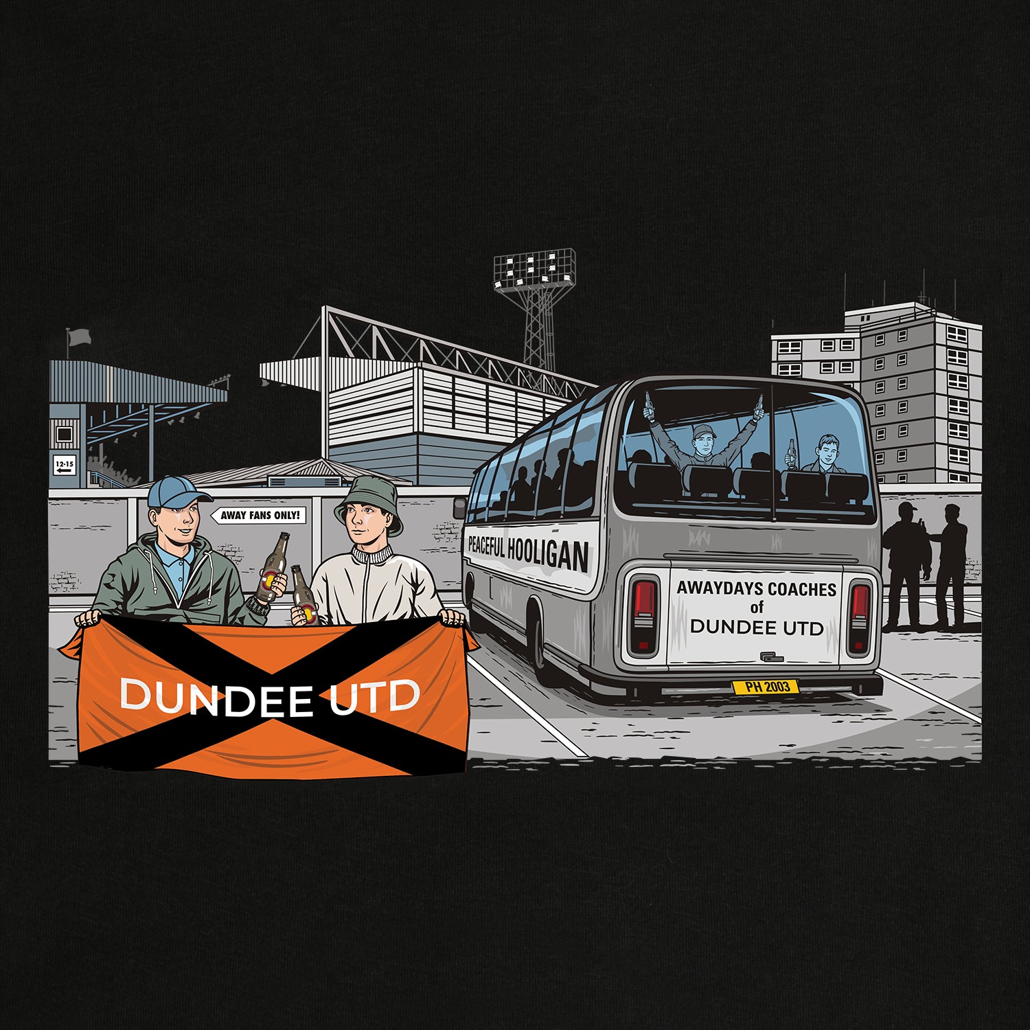 Dundee UTD Awaydays Sweatshirt Black - Peaceful Hooligan 