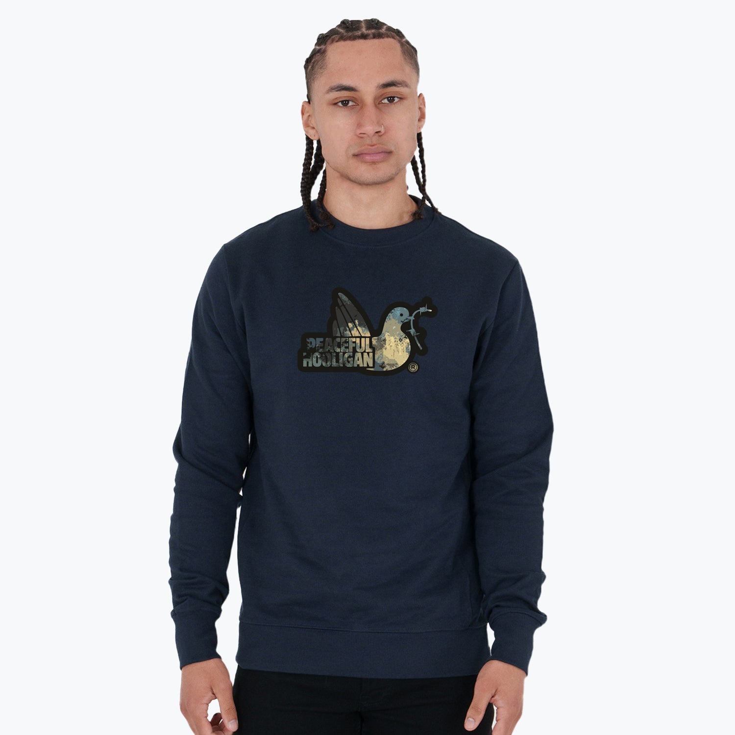 Lagoon Camo Dove Sweatshirt Navy - Peaceful Hooligan 