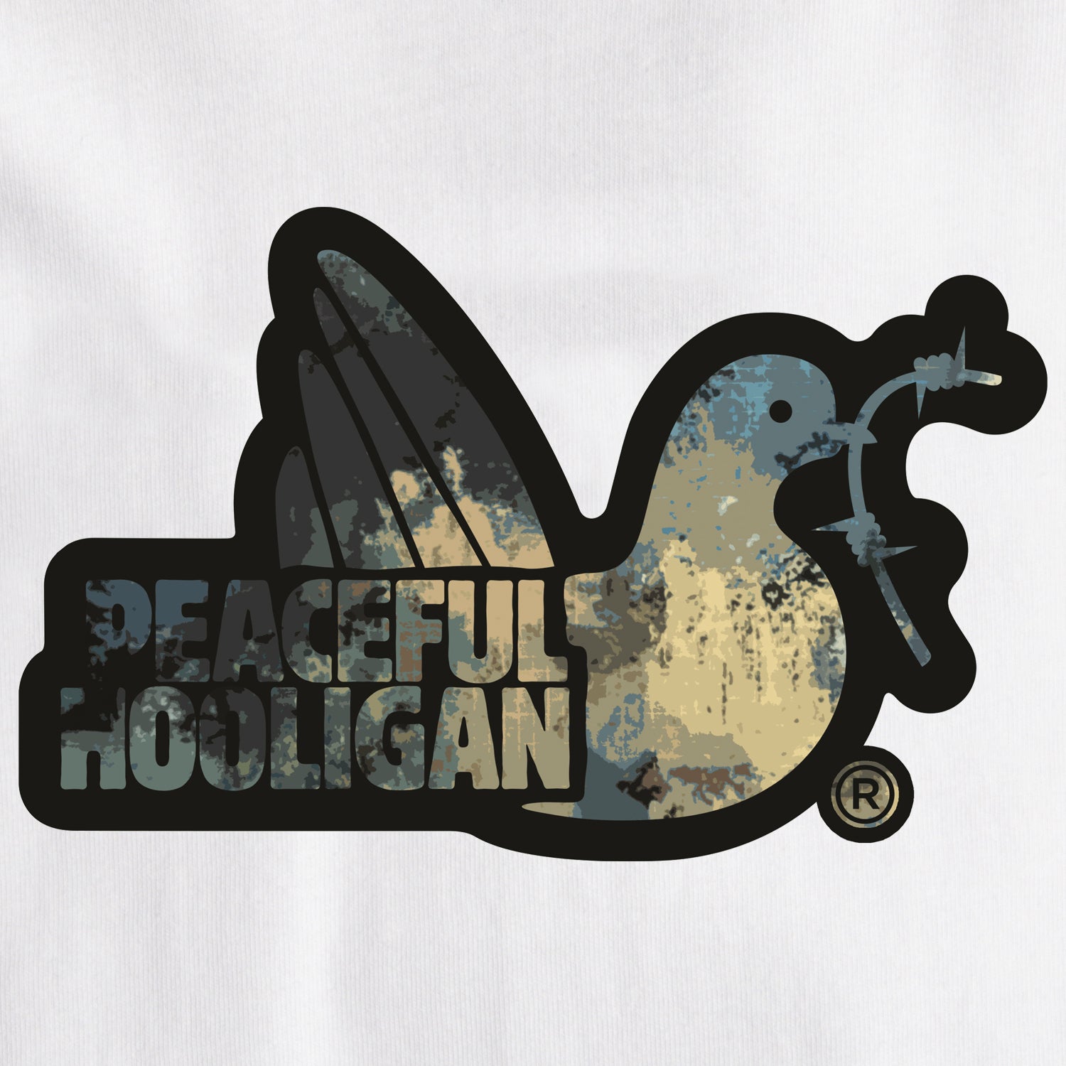 Lagoon Camo Dove T-Shirt White - Peaceful Hooligan 