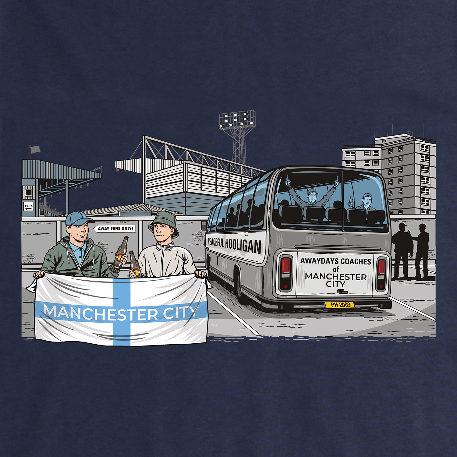 Manchester City Awaydays Hoodie Navy - Peaceful Hooligan 
