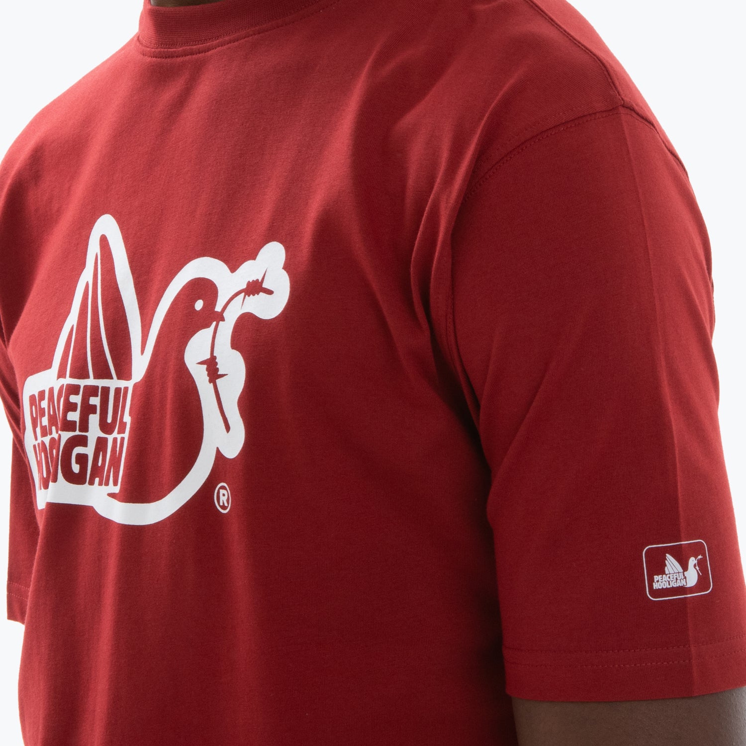 Outline T-Shirt Dark Red - Peaceful Hooligan 
