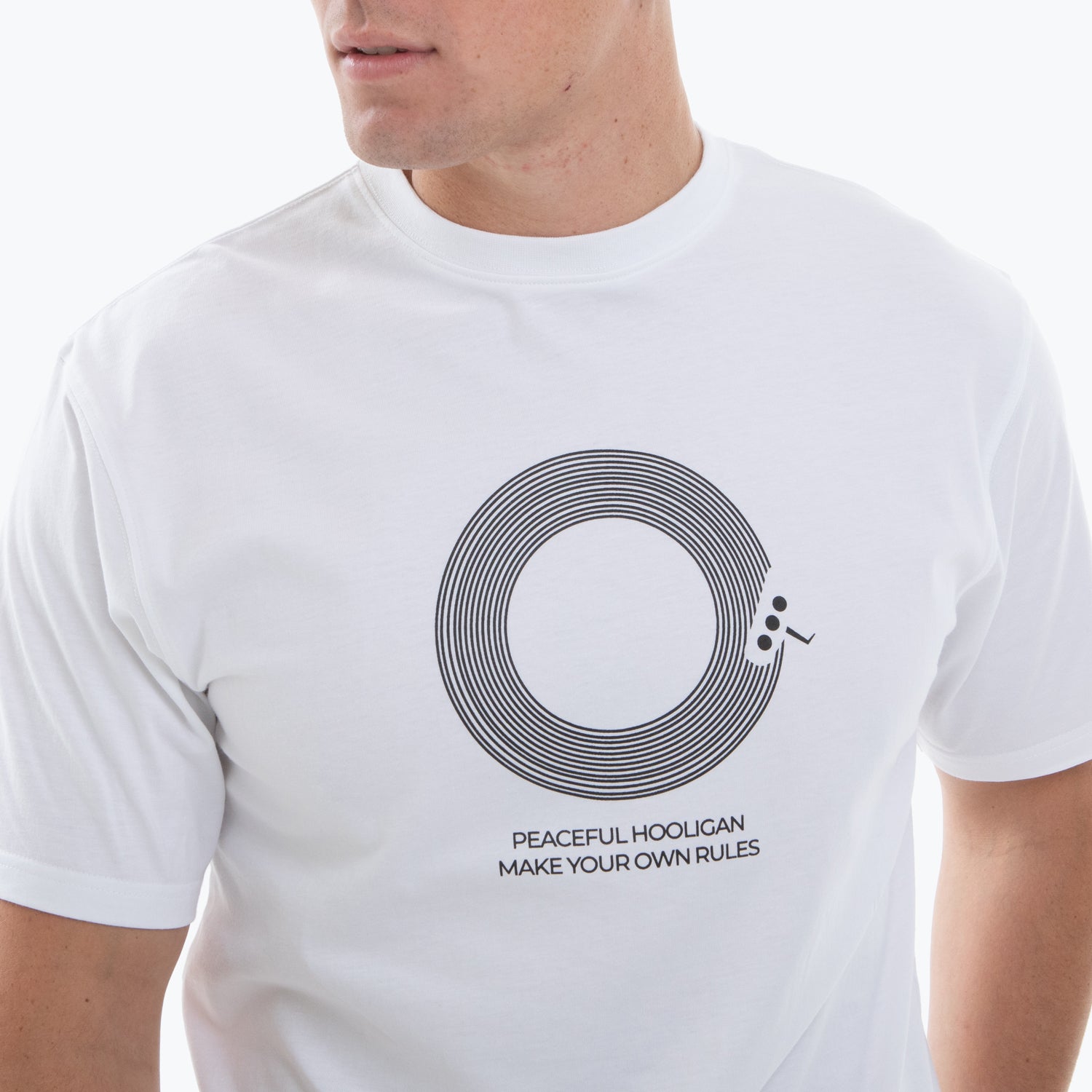 Record T-Shirt White - Peaceful Hooligan 