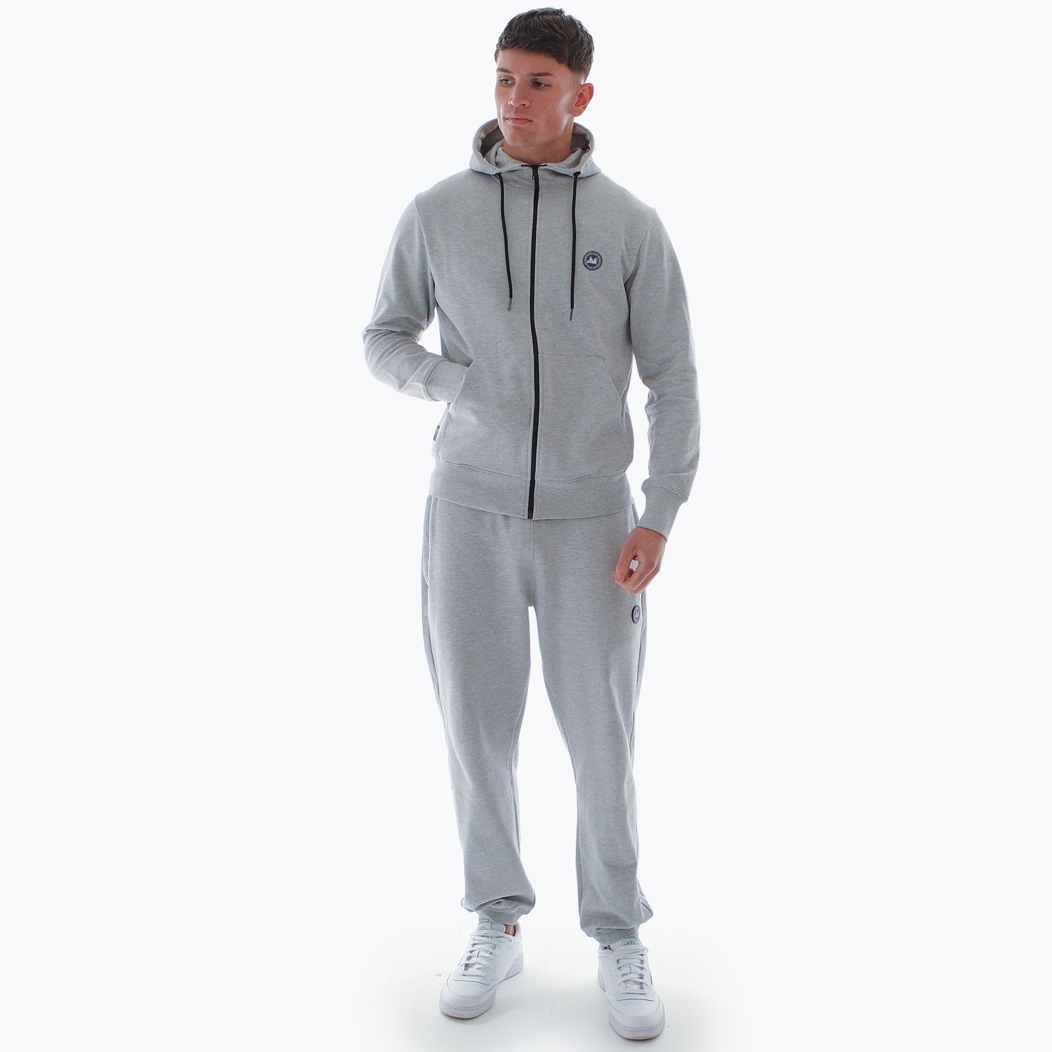 Athletic Zip Hoodie Marl Grey